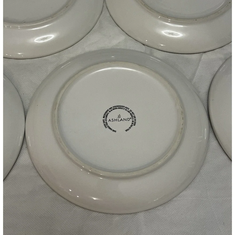 Turkey Pheasant Plates Set of 5 Floral Thanksgiving Fall Bird Country Farm Cabin